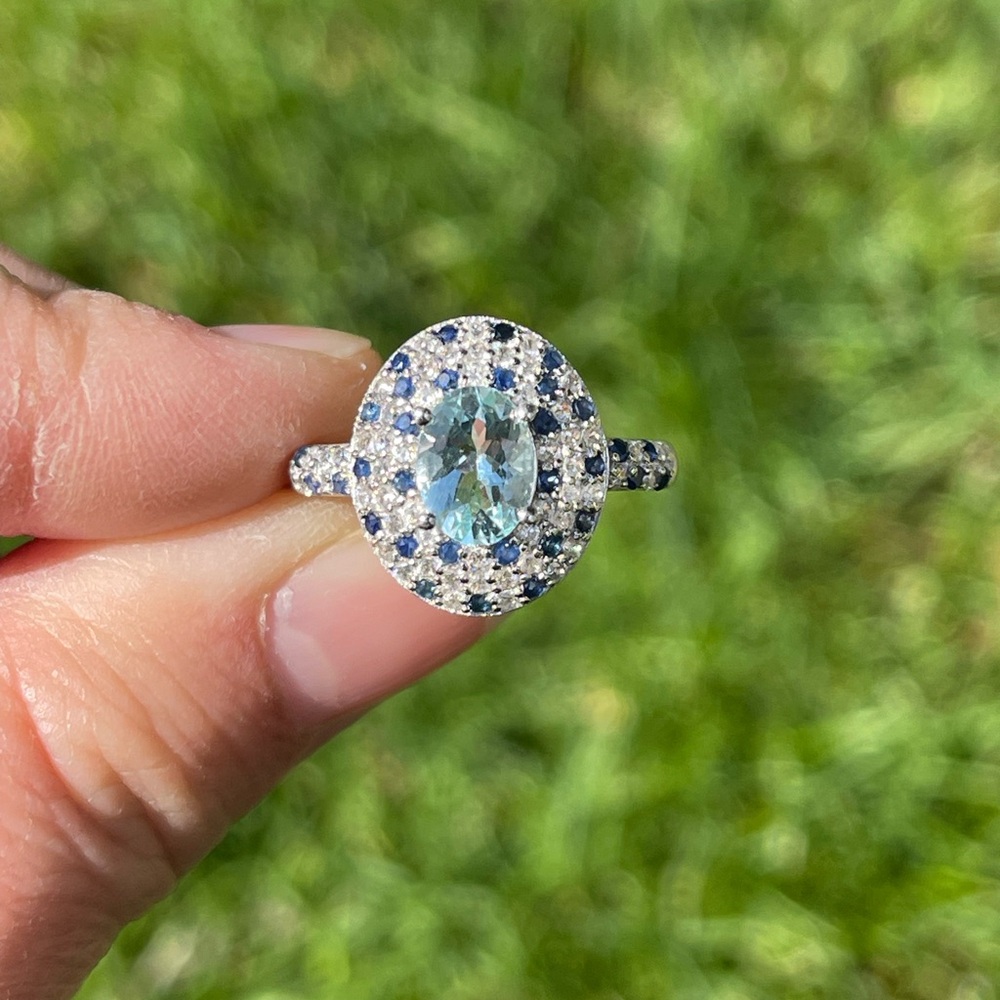 Aquamarine and Multi Gemstone Ring